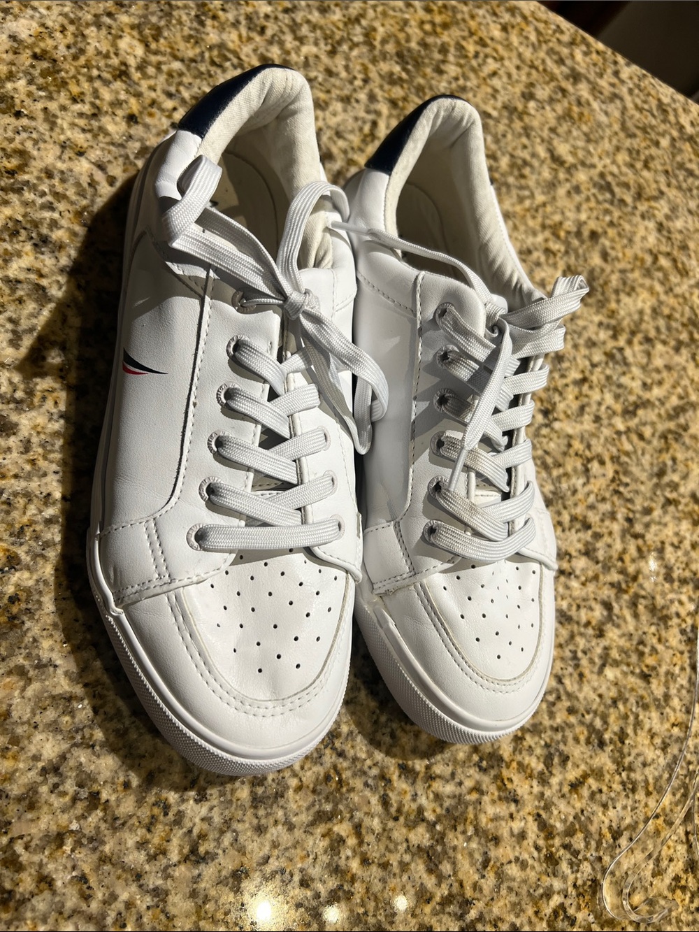 Nautica White Sneakers with Navy and Red Accent